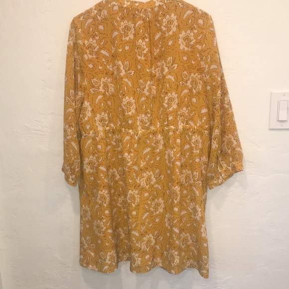 Madewell 100% Silk Boho Assam Floral Lace Up  3/4 Sleeve Dress XL - Picture 5 of 8